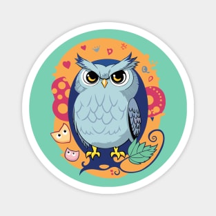 Mr. Owl Blue Magnet